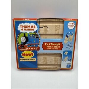THOMAS The Tank & FRIENDS WOODEN RAILWAY 2" & 4" STRAIGHT TRACK & ROAD (4 Pack)